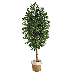 8’ Ficus Artificial Tree with Handmade Natural Jute and Cotton Planter, , large