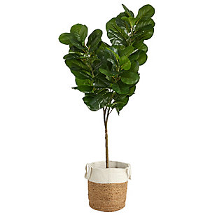 6’ Fiddle Leaf Fig Artificial Tree in Handmade Natural Jute and Cotton Planter, , large