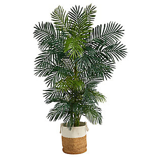 6.5' Golden Cane Artificial Palm Tree in Handmade Natural Jute and Cotton Planter, , large