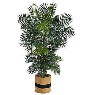 6.5' Golden Cane Artificial Palm Tree in Handmade Natural Cotton Planter, , large