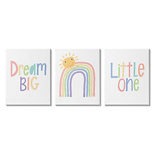 Stupell Industries Dream Big Little One Happy Sun Rainbow Illustration, 24 X 30, Canvas Wall Art, White, large