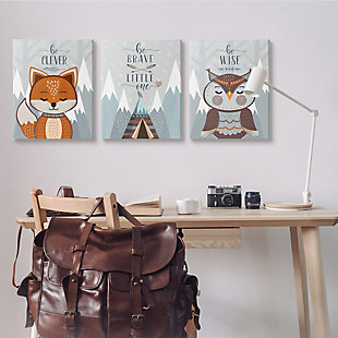 Stupell Industries Be Clever Brave And Wise Phrases Forest Animal, 24 X 30, Canvas Wall Art, Gray, rollover