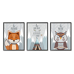 Stupell Industries Be Clever Brave And Wise Phrases Forest Animal, 16 X 20, Framed Wall Art, Gray, large