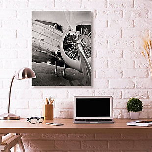 Stupell Industries Old School Vintage Airplane Propeller Black And White Photograph, 36 X 48, Canvas Wall Art, Black, rollover