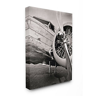 Stupell Industries Old School Vintage Airplane Propeller Black And White Photograph, 36 X 48, Canvas Wall Art, Black, large