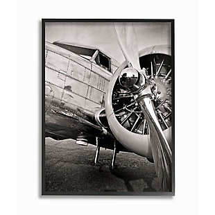 Stupell Industries Old School Vintage Airplane Propeller Black And White Photograph, 24 X 30, Framed Wall Art, Black, large