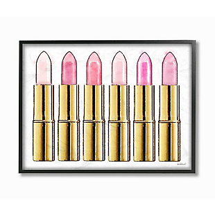 Stupell Industries Pink Gold Lipstick Glam Fashion Watercolor, 24 X 30, Framed Wall Art, Pink, large