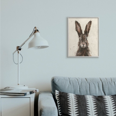 Stupell Industries Brown European Rabbit Hare Portrait Painting, 16 X 20, Framed Wall Art, Brown, large