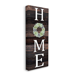 Stupell Industries Welcome Home Sign Green Succulent Wreath Greeting, 20 X 48, Canvas Wall Art, Brown, large