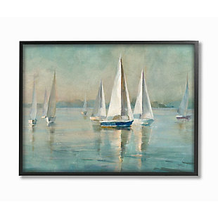 Stupell Industries Traditional Sailboats Water Lake Relaxed Nautical Painting, 24 X 30, Framed Wall Art, Blue, large