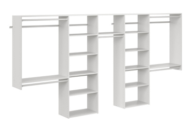 EasyFit 108"-144" W Shared Basic Closet System, White, rollover