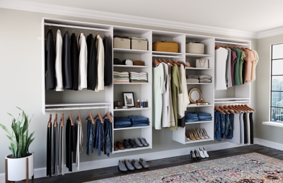 Hanging Closet Organizer, 3-Shelf Hanging Closet Shelves with Top Shelf, 12 inch W x 12 inch D x 35 H, Extra-Large Space, Blue & Gray, Size: 12 x 12 x