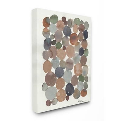 Stupell Industries  Earth Tone Organic Circles Abstract Cobblestone Design, 36 x 48, Canvas Wall Art, Off White, large