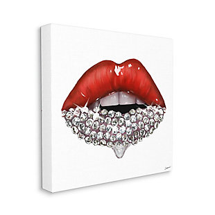 Stupell Industries Red Glam Lips With Glistening Cosmetic Stones, 36 X 36, Canvas Wall Art, White, rollover
