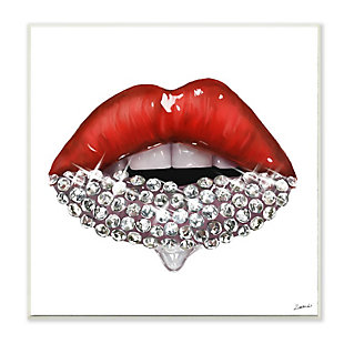 Stupell Industries Red Glam Lips With Glistening Cosmetic Stones, 12 X 12, Wood Wall Art, , rollover