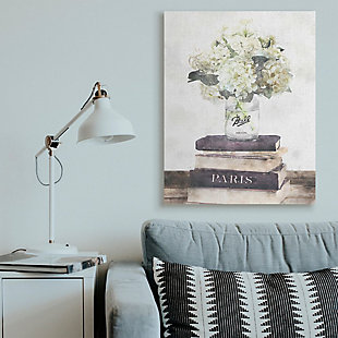Stupell Industries  Delicate White Florals on Parisian Bookstack, 36 x 48, Canvas Wall Art, Off White, rollover