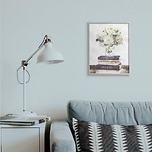 Stupell Industries Delicate White Florals On Parisian Bookstack, 16 X 20, Framed Wall Art, Off White, rollover
