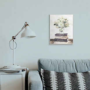 Stupell Industries Delicate White Florals On Parisian Bookstack, 13 X 19, Wood Wall Art, Off White, rollover