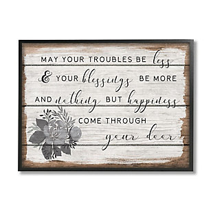 Stupell Industries Charming Troubles Be Less Phrase Country Floral Detail, 24 X 30, Framed Wall Art, Brown, large