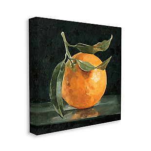 Stupell Industries Orange Fruit With Stem  Still-life Pop On Black, 24 X 24, Canvas Wall Art, Black, large