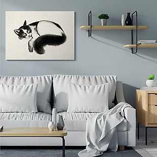 Stupell Industries Relaxed Pet Cat Bushy Black Tail , 36 X 48, Canvas Wall Art, Beige, rollover