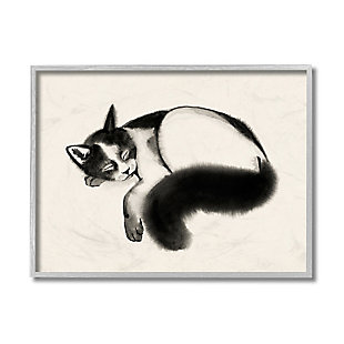 Stupell Industries Relaxed Pet Cat Bushy Black Tail , 16 X 20, Framed Wall Art, Beige, large