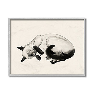 Stupell Industries Siamese Cat Nap Minimal Relaxed Pet, 16 X 20, Framed Wall Art, Beige, large