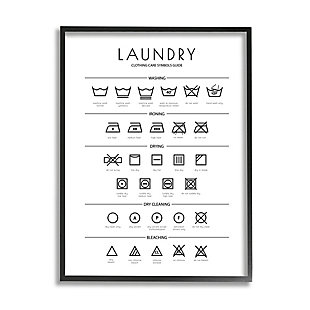 Stupell Industries Laundry Cleaning Symbols Minimal Design, 24 X 30, Framed Wall Art, White, large