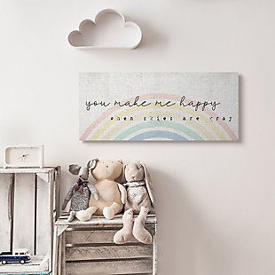 Stupell Industries You Make Me Happy Quote Rustic Rainbow Arches, 13 X 30, Canvas Wall Art, Off White, rollover