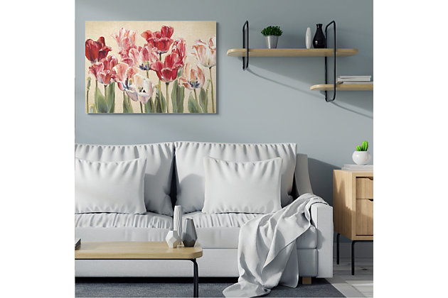 Proudly made in the USA, our stretched canvas is created with only the highest standards. We print with high quality inks and canvas, and then hand cut and stretch it over a 1.5 inch thick wooden frame. The art comes ready to hang with no installation required. Not to mention, at this size, it is sure to be the focal point of any room!Dimensions: 36 x 1.5 x 48 inches | Proudly made in usa | Our stretched canvas is created with only the highest standards. We print with high quality inks and canvas, and then hand cut and stretch it over a 1.5 inch thick wooden frame. | Ready to hang - no installation or hardware needed | Design by marilyn hageman