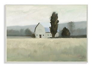 Stupell Industries Farmside Landscape White Barn Green Meadow, 13 X 19, Wood Wall Art, Green, large