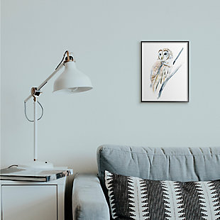 Stupell Industries Soft Arctic Owl Perched On Minimal Branch, 11 X 14, Framed Wall Art, White, rollover