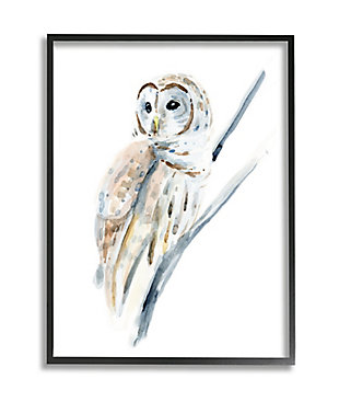 Stupell Industries Soft Arctic Owl Perched On Minimal Branch, 11 X 14, Framed Wall Art, White, large