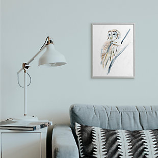 Stupell Industries Soft Arctic Owl Perched On Minimal Branch, 16 X 20, Framed Wall Art, White, rollover