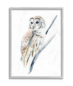 Stupell Industries Soft Arctic Owl Perched On Minimal Branch, 16 X 20, Framed Wall Art, White, large