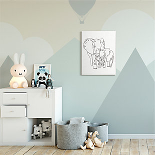 Stupell Industries Elephant Family Holding Trunks Minimal Linework, 24 X 30, Canvas Wall Art, White, rollover