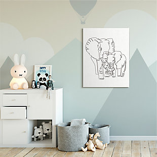 Stupell Industries Elephant Family Holding Trunks Minimal Linework, 36 X 48, Canvas Wall Art, White, rollover