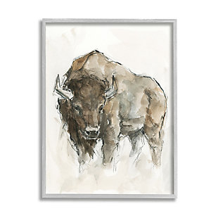 Stupell Industries Western American Buffalo Brown Country Animal, 16 X 20, Framed Wall Art, Brown, large