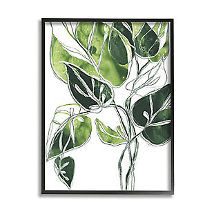 Stupell Industries Intricate Palm Vines Unique Green Leaves, 24 X 30, Framed Wall Art, Green, large