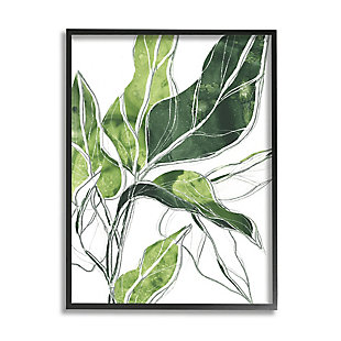 Stupell Industries Expressive Palm Linework Green Pop Detail, 24 X 30, Framed Wall Art, Green, large