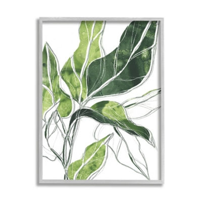 Stupell Industries Expressive Palm Linework Green Pop Detail, 16 X 20, Framed Wall Art, Green, large