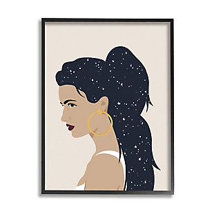 Stupell Industries Stars In Hair Glam Female Portrait Constellations, 24 X 30, Framed Wall Art, Brown, large
