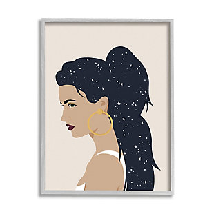 Stupell Industries Stars In Hair Glam Female Portrait Constellations, 16 X 20, Framed Wall Art, Brown, large