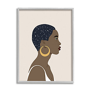 Stupell Industries Night Sky Constellation Hairstyle Glam Female Portrait, 16 X 20, Framed Wall Art, Brown, large