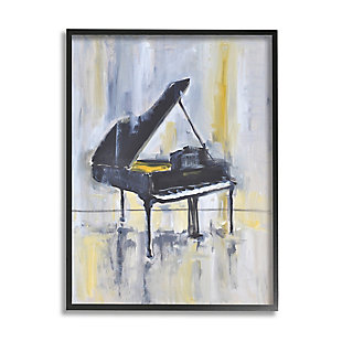 Stupell Industries Distressed Grand Piano Instrument Blue Gold, 24 X 30, Framed Wall Art, Blue, large