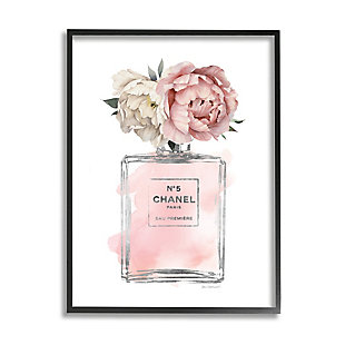 Stupell Industries Vintage Soft Flowers In Pink Fashion Fragrance Bottle, 24 X 30, Framed Wall Art, Pink, large