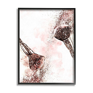 Stupell Industries Glam Sparkle Cosmetic Brushes Pink Red Fashion, 24 X 30, Framed Wall Art, Off White, large