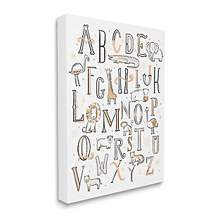 Stupell Industries Nursery Animal Alphabet Chart Soft Orange White, 36 X 48, Canvas Wall Art, White, large