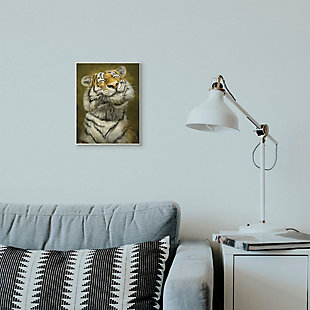 Stupell Industries Happy Tiger Funny Large Cat Animal Painting,10 X 15, Wood Wall Art, , rollover