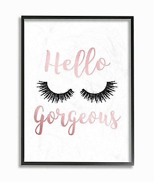 Stupell Industries Hello Gorgeous Black Eyelashes Typography,24 X 30, Framed Wall Art, , rollover
